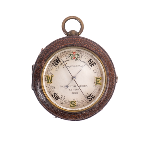 A circular brass Compensated pocket barometer, maker Negretti & Zambra ...