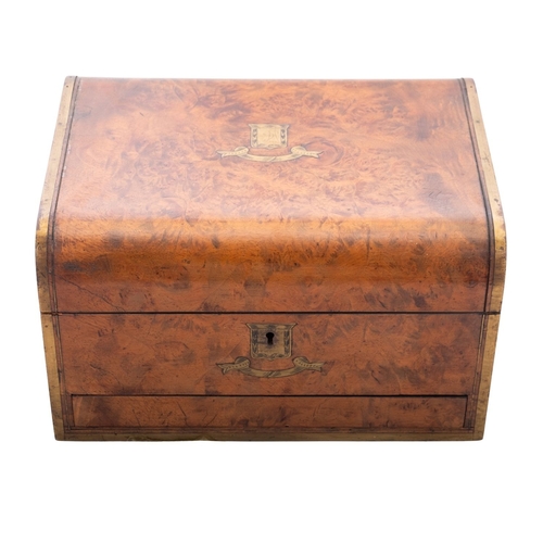 2 - A 19th century brass bound walnut dressing case, the interior with a concealed jewellery drawer, a l... 