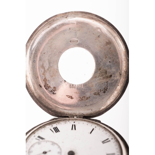 347 - Wright & Craighead, London a silver half-hunter pocket watch the white enamel dial having black Roma... 