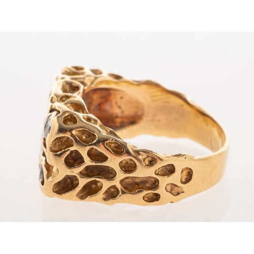 A multi-stone diamond ring, a brutalist style ring, possibly mid ...