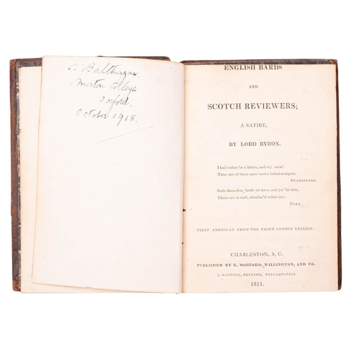 107 - BYRON, George Gordon. English Bards and Scotch Reviewers; A Satire,... first American from the third... 