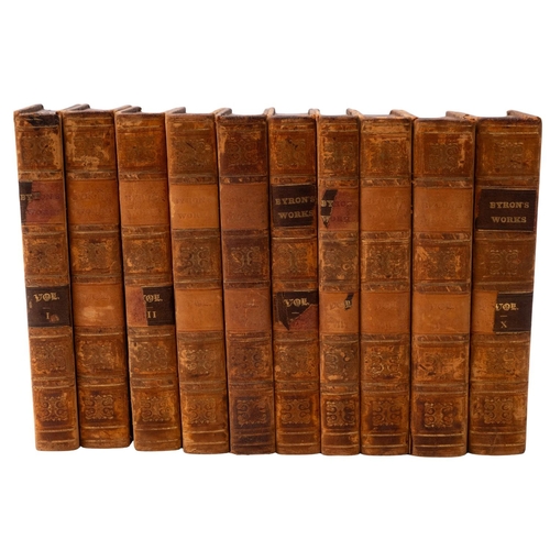 108 - BYRON, George Gordon. 10 vols. uniformly bound, comprising: The Works, in 6 vols., London: John Murr... 