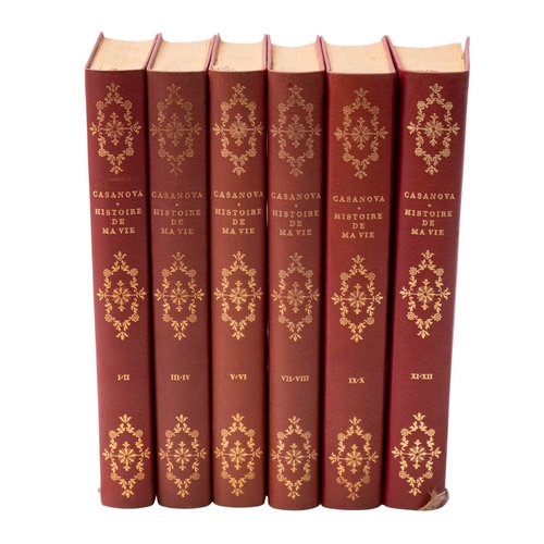 110 - CASANOVA, [Giacomo]. Histoire de ma vie, 12 parts in 6 vols., Wiesbaden & Paris: F.A. Brockhaus & Li... 