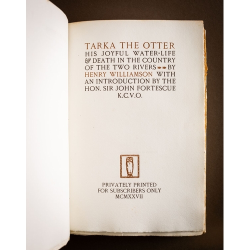 473 - WILLIAMSON, Henry. Tarka The Otter, His Joyful Water-Life & Death in the Country of the Two Rivers, ... 