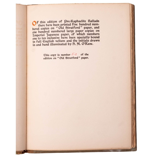 62 - MORRIS, William. Pre-Raphaelite Ballads, New York: A. Wessels Co., 1900, numbered 53/500, illustrate... 