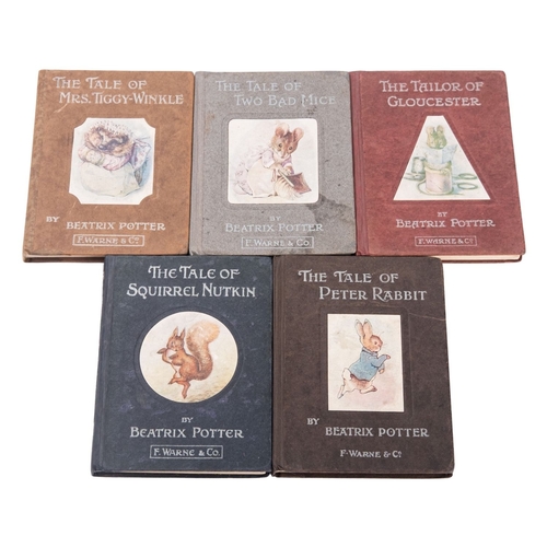 64 - POTTER, Beatrix. Five early or 1st trade editions: The Tale of Peter Rabbit, [1903], (5th printing w... 