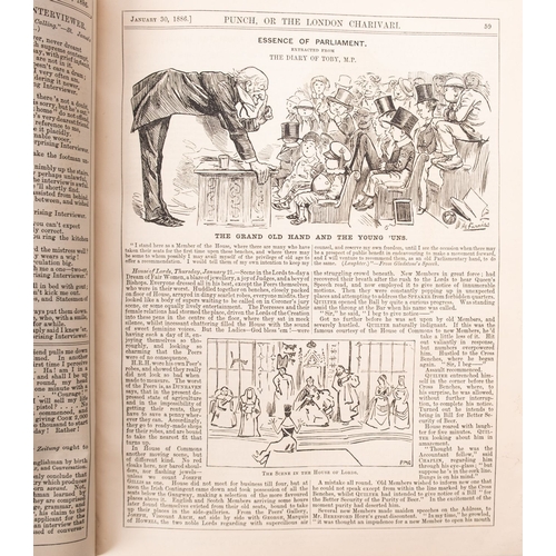 65 - PUNCH. Punch, or the London Charivari. A broken run*, 1914-1946 in 47 vols., num. illustrations, blu... 