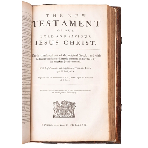88 - BIBLE [English, King James', with Geneva notes]. The Holy Bible Containing the Old Testament And the... 