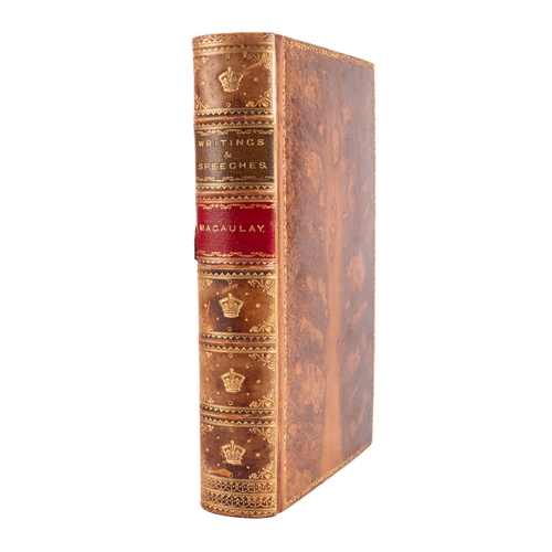 100A - BINDINGS. A group of 5 vols: MACAULAY [Thomas Babbington]. The Miscellaneous Writings and Speeches; ... 