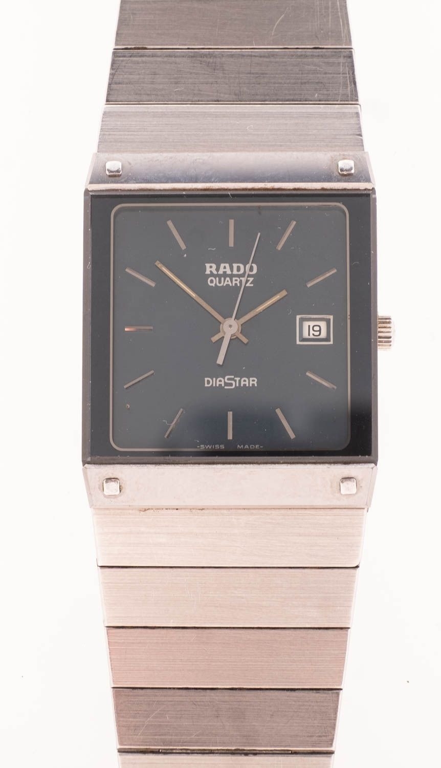 Rado DiaStar a gentleman's wristwatch the square blue rectangular dial ...