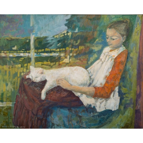 Mary Chugg, née Cooper (British, 1935 - 2024) - 'The White Cat' - Oil ...