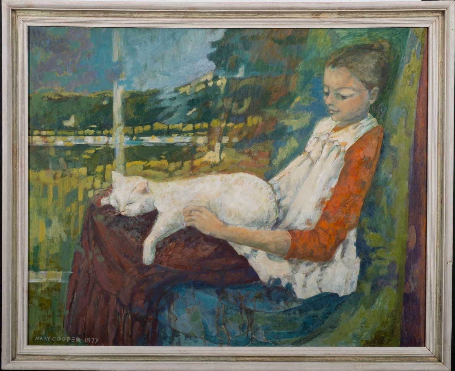 Mary Chugg, née Cooper (British, 1935 - 2024) - 'The White Cat' - Oil ...