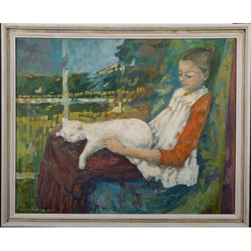 Mary Chugg, née Cooper (British, 1935 - 2024) - 'The White Cat' - Oil ...