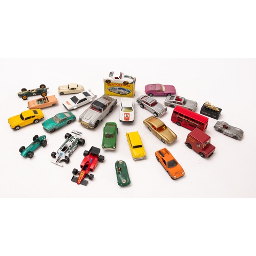 613 - Dinky matchbox and others. An unboxed collection of various cars, including Corgi Lotus II Le Mans, ... 