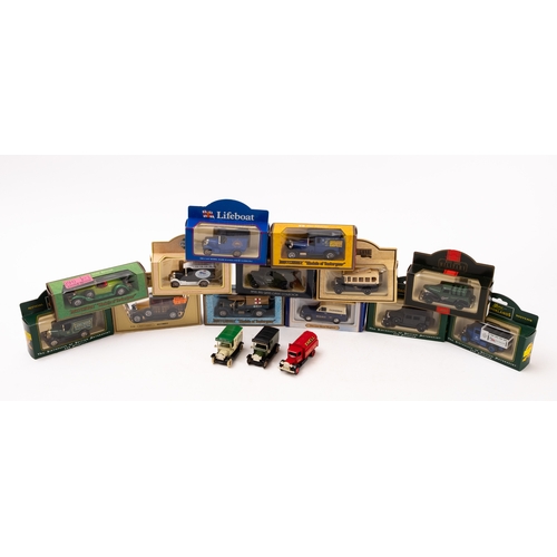 623 - Matchbox, Lledo and others. A boxed group of various cars and buses, including MOY Y-21 1927 Ford A,... 
