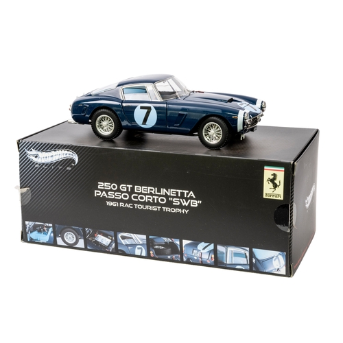 643 - Hotwheels 1/18th scale  Ferrari 250 GT SWB 1st Goodwood Tourist Trophy signed by Stirling Moss, toge... 