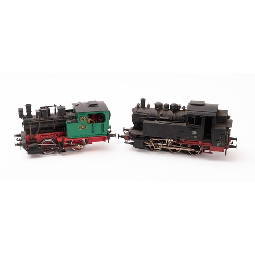 674 - A  G gauge Lehmann 0-6-0 Deutsche Bahn tank engine. Battery powered finished in black with red trim,... 