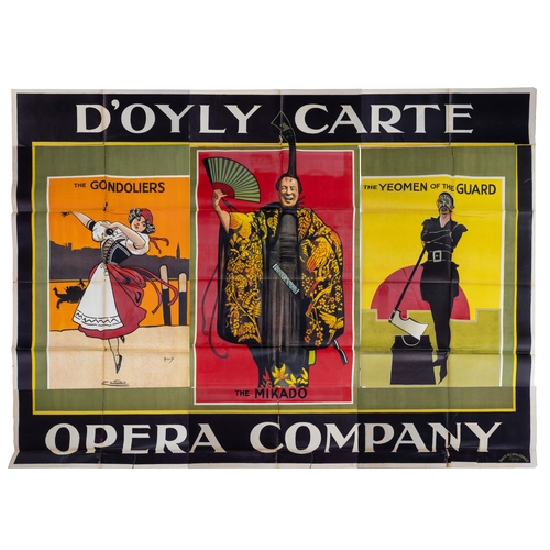 688 - An early 20th century D'Oyly Carte Opera Company three sheet poster, circa 1910, for 'The Gondoliers... 