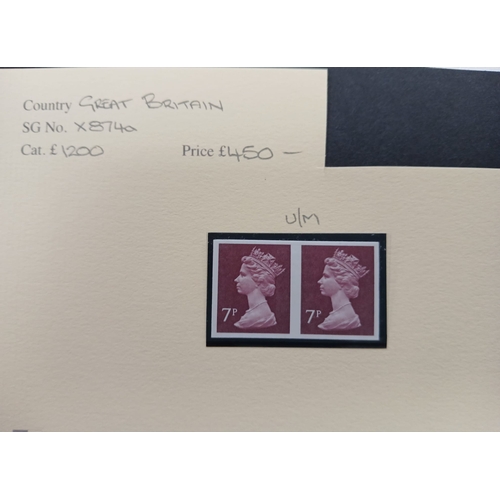 108 - Great Britain. 7p Machin definitive IMPERF pair SG X874a MNH