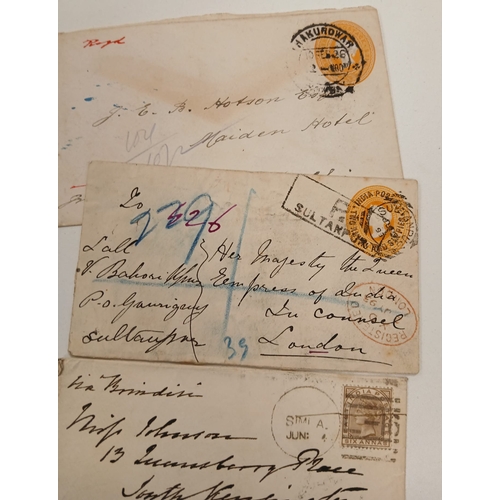 110 - India. A useful collection of covers, postal history, fronts, including 1893 Embossed registered cov... 