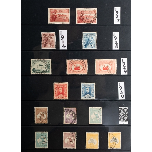 19 - Australia. A collection of Australian stamps in three volumes, with KGV Kangaroos, later issues thro... 