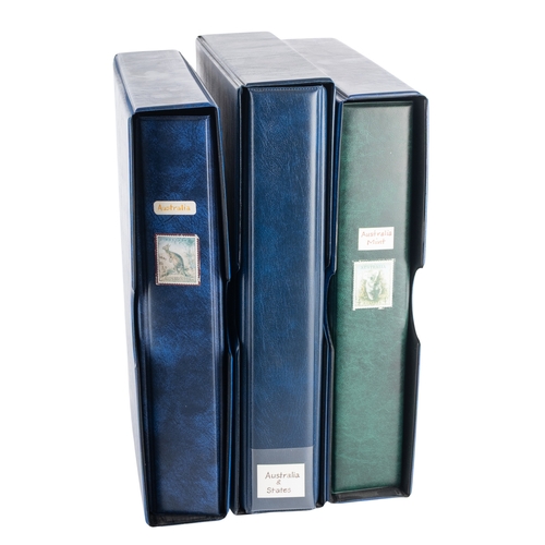 19 - Australia. A collection of Australian stamps in three volumes, with KGV Kangaroos, later issues thro... 