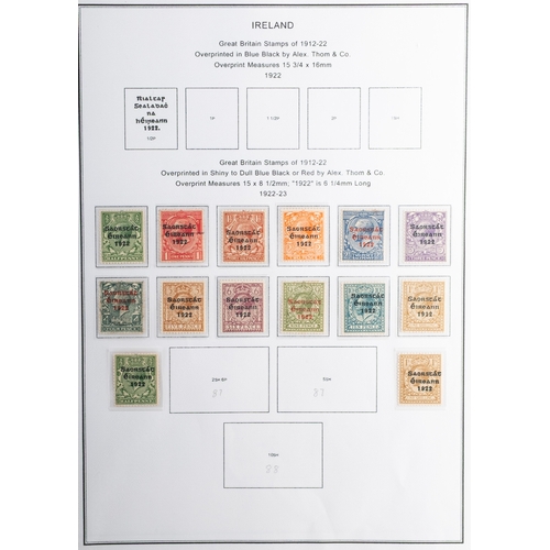 29 - Ireland. A mostly used collection on one-country printed album pages from 1922, including Seahorses ... 