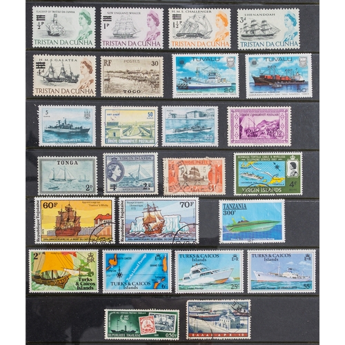 45 - Thematics. A collection in eight volumes including Ships, Planes, Stamps on Stamps etc.