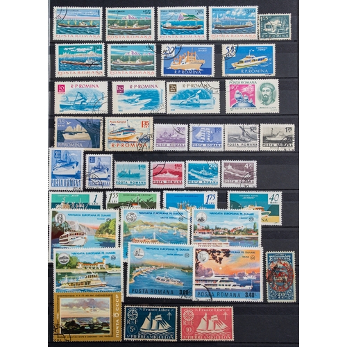 45 - Thematics. A collection in eight volumes including Ships, Planes, Stamps on Stamps etc.