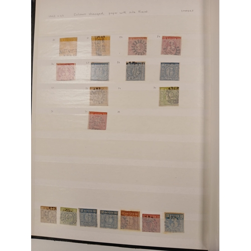 64 - Bavaria and Saar. Collection of German State Bavarian stamps in 32-sided stock-book, from 1849 -1862... 