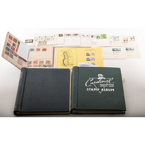 65 - A collection of stamps in two spring-back albums, plus other and covers, stockcard etc Some earlier ... 