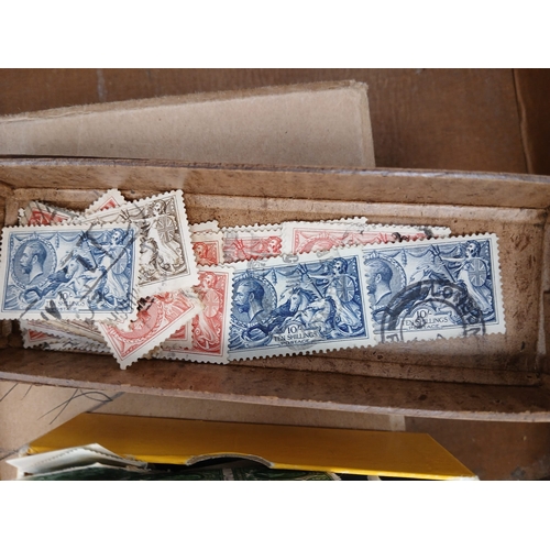 84 - Great Britain. A valuable early to mid period in two old suitcase, containing small boxes of stamps ... 