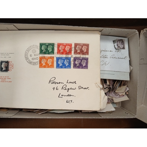 84 - Great Britain. A valuable early to mid period in two old suitcase, containing small boxes of stamps ... 