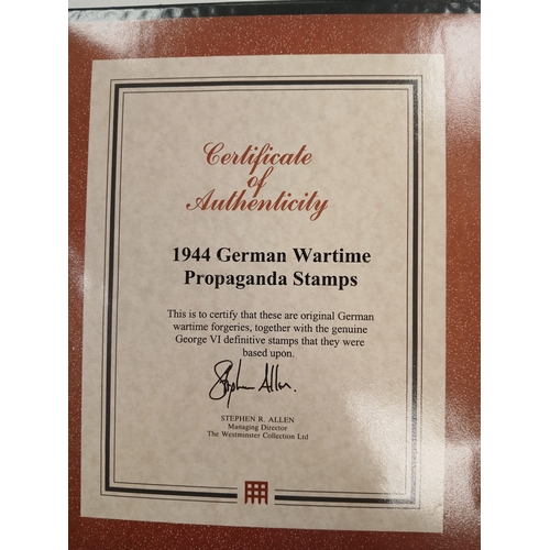 87 - Great Britain. 1944 German Wartime propaganda stamps in Westminster folder.