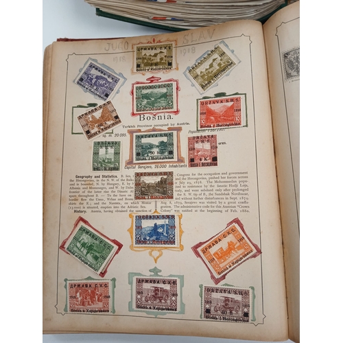 88 - Old Time. A world collection in two volumes, comprising an old International Stamp Album ( front and... 