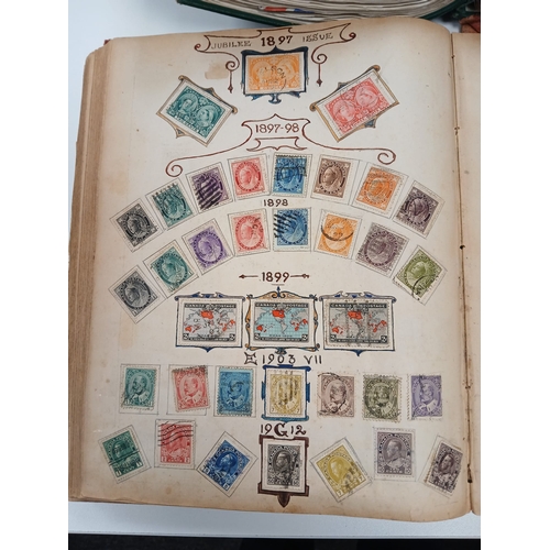 88 - Old Time. A world collection in two volumes, comprising an old International Stamp Album ( front and... 