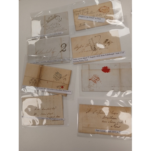98 - Great Britain. A collection of pre-stamp postal history, with descriptions, in plastic sleeves. Vari... 