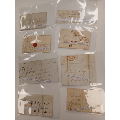 98 - Great Britain. A collection of pre-stamp postal history, with descriptions, in plastic sleeves. Vari... 