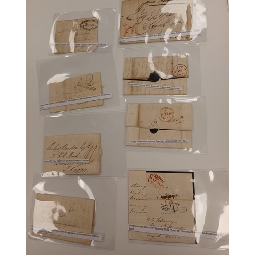 98 - Great Britain. A collection of pre-stamp postal history, with descriptions, in plastic sleeves. Vari... 