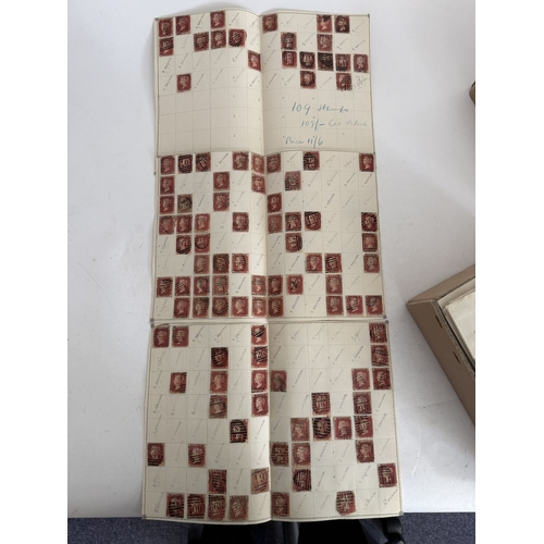 174 - Great Britain. A box of 1d red plate numbers identified and on album pages, circa excess of 11,600 s... 