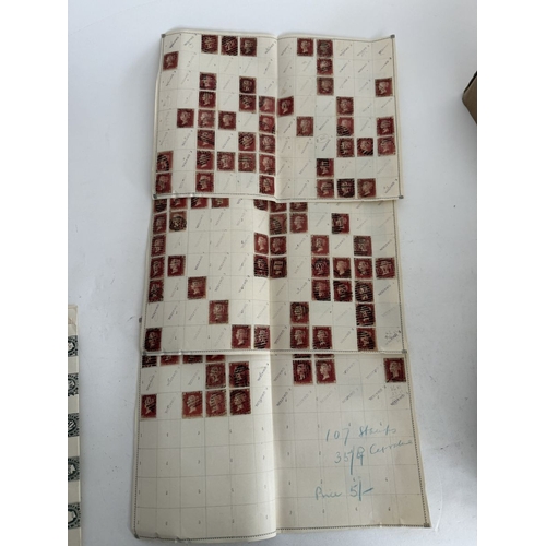 174 - Great Britain. A box of 1d red plate numbers identified and on album pages, circa excess of 11,600 s... 