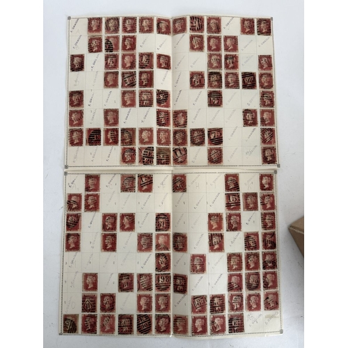 174 - Great Britain. A box of 1d red plate numbers identified and on album pages, circa excess of 11,600 s... 