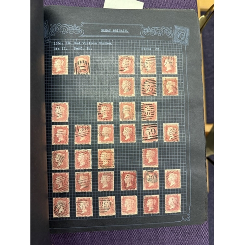 175 - Great Britain. A valuable collection of 1d reds plates 71 to 225, in quantity, housed in four Barcla... 