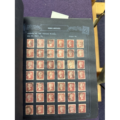 175 - Great Britain. A valuable collection of 1d reds plates 71 to 225, in quantity, housed in four Barcla... 