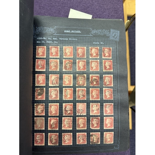 175 - Great Britain. A valuable collection of 1d reds plates 71 to 225, in quantity, housed in four Barcla... 