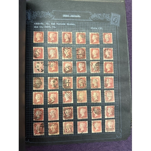 175 - Great Britain. A valuable collection of 1d reds plates 71 to 225, in quantity, housed in four Barcla... 