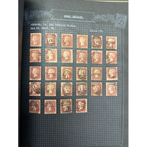 175 - Great Britain. A valuable collection of 1d reds plates 71 to 225, in quantity, housed in four Barcla... 
