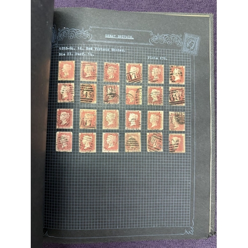 175 - Great Britain. A valuable collection of 1d reds plates 71 to 225, in quantity, housed in four Barcla... 
