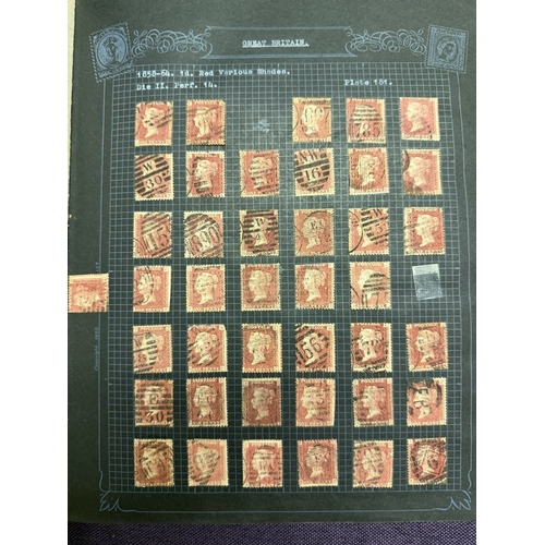 175 - Great Britain. A valuable collection of 1d reds plates 71 to 225, in quantity, housed in four Barcla... 