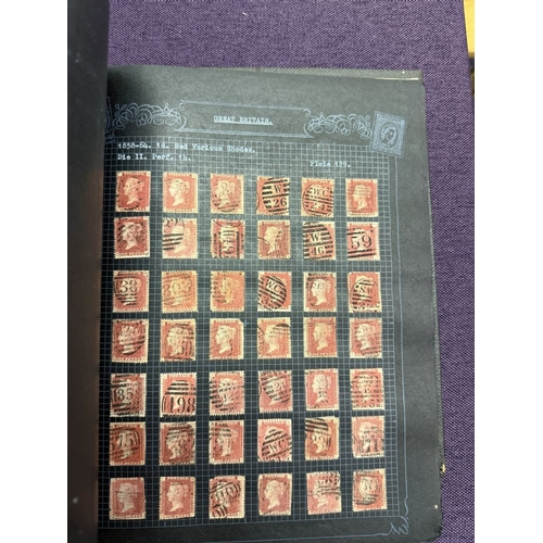 175 - Great Britain. A valuable collection of 1d reds plates 71 to 225, in quantity, housed in four Barcla... 